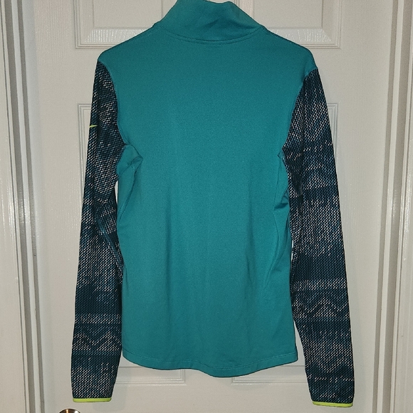 Nike Aqua Quarter-Zip with Patterned Sleeves Ski Shirt - Picture 4 of 6